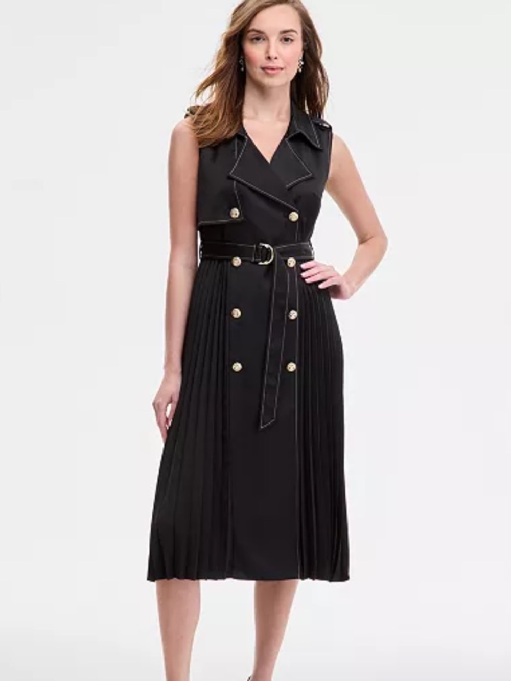Karl Lagerfeld Paris Women's Satin-Back Crepe Midi Dress